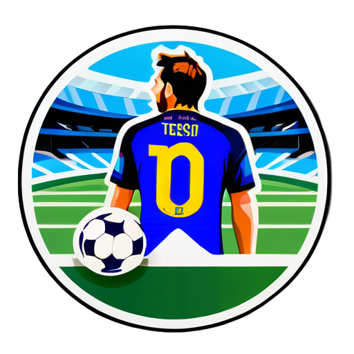 Messi with football stadium background sticker