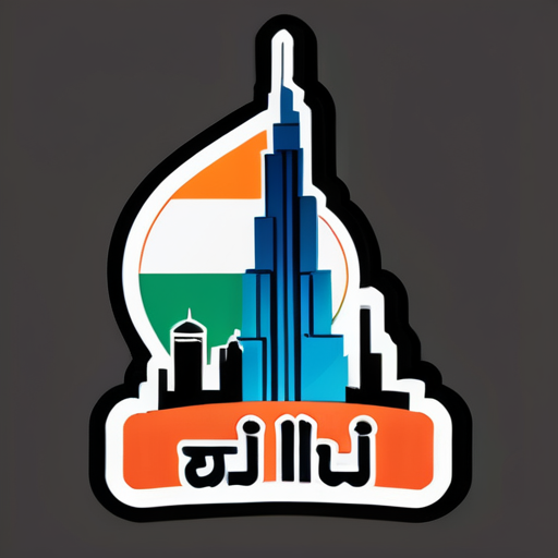 Quiero el Burj Khalifa con la bandera de la India sticker