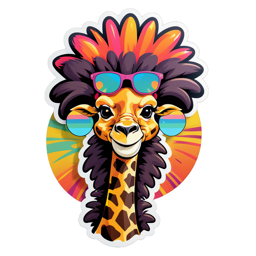 Groovy Giraffe with Afro sticker