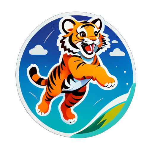 Tiger jumped to sky sticker