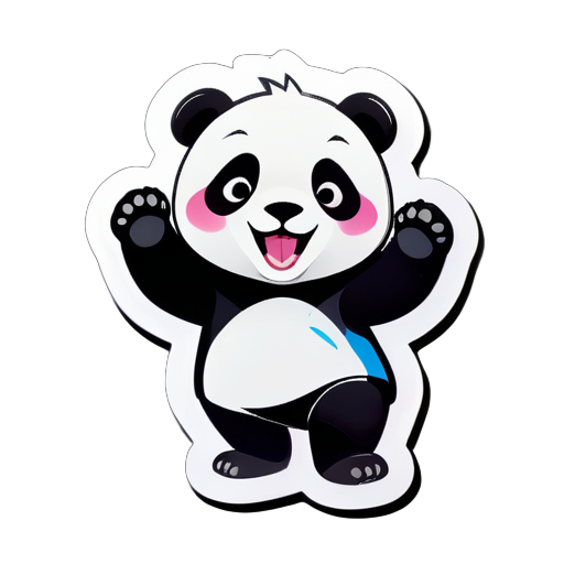 Oso panda agitando la bandera y gritando sticker