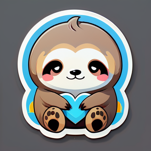 Sad chibi sloth with final heart cloud coming out of Sticker sticker