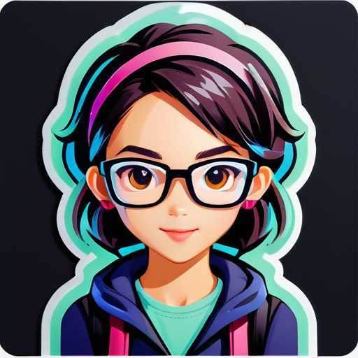 une fille geek avec des lunettes rectangulaires sticker