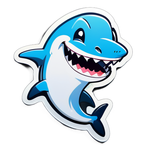 Shark with a friendly smile, waving its fin (as a greeting gesture)
 sticker