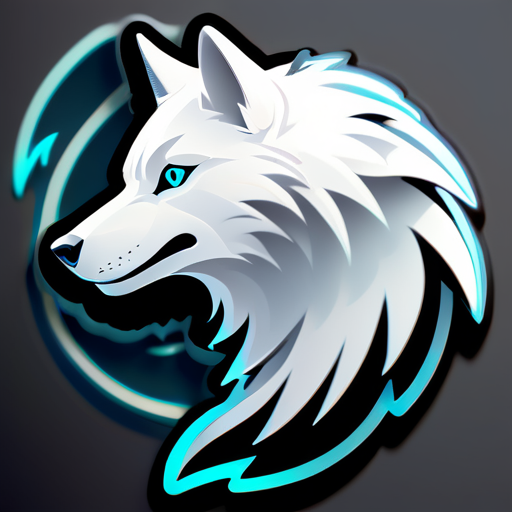 Ein gespenstisch weißer Wolf-Umriss, mit subtilen grauen Schattierungen, um Tiefe hinzuzufügen. Der Text "GhostWing Gaming" ist elegant und ätherisch, passend zum gespenstischen Thema sticker