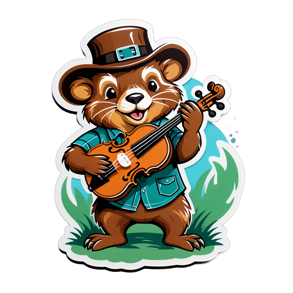 Bluegrass Beaver with Fiddle sticker