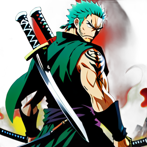 En un mundo donde el choque de acero resuena a través de valles brumosos y paisajes escarpados, existe un legendario espadachín conocido como Zoro. Con sus tres espadas atadas a su espalda y una determinación inquebrantable ardiendo en sus ojos, Zoro atraviesa los vastos mares y tierras traicioneras en busca de su objetivo final. Pero el destino es una amante caprichosa, y Zoro se ve envuelto en una serie de peligros sticker