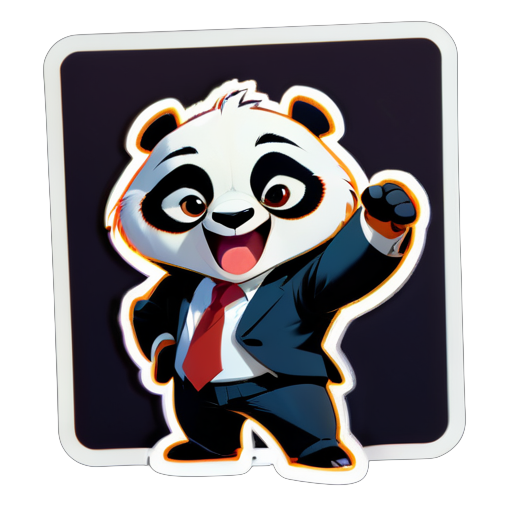 Una imagen de un oso panda con traje de kung fu, solo mostrando la parte superior del cuerpo, con una expresión alegre sticker