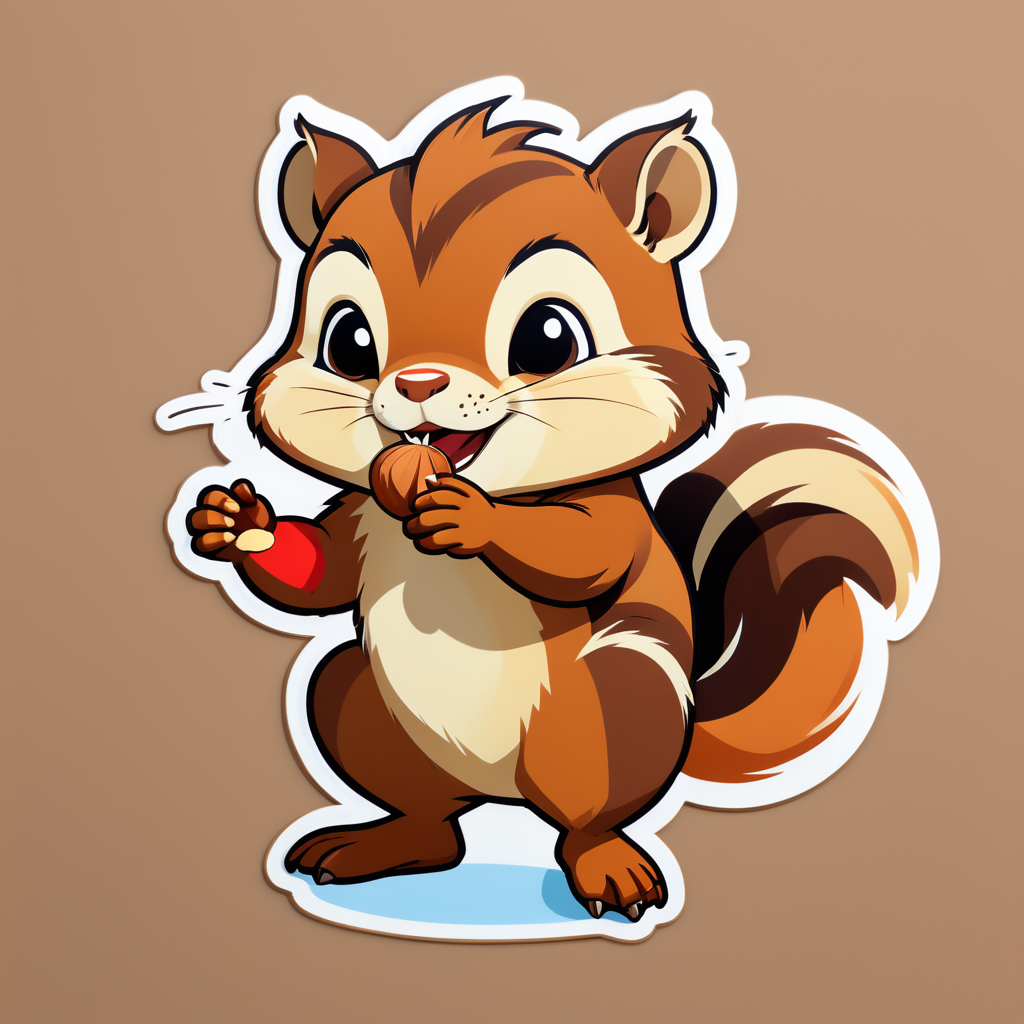 Brown Chipmunk Storing Nuts sticker