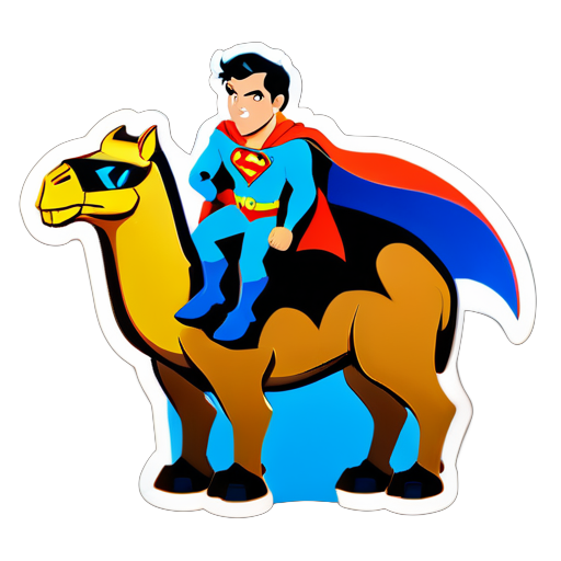 Ben ten, Superman and Batman on top of a camel sticker