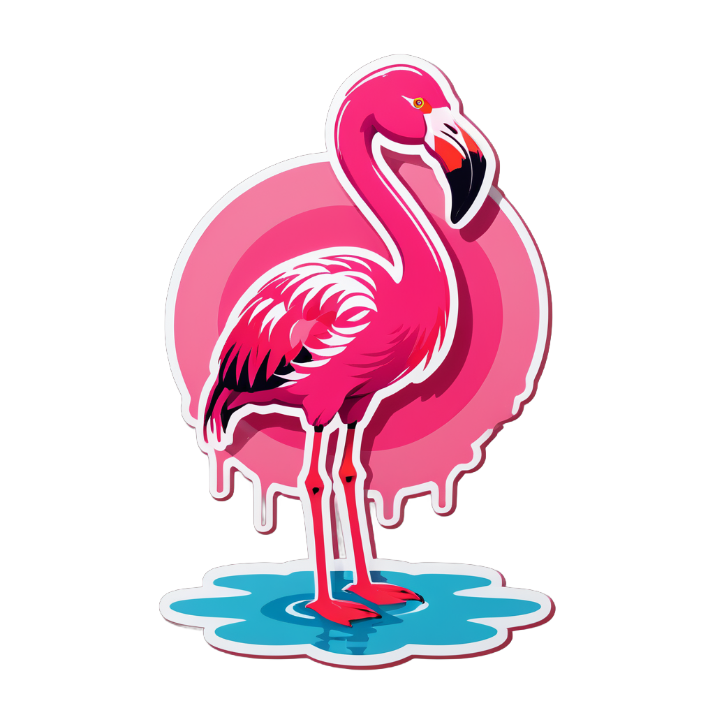 Pink Flamingo Standing in Water sticker