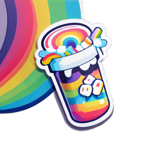 A prescription bottle spilling rainbow marshmallows  sticker