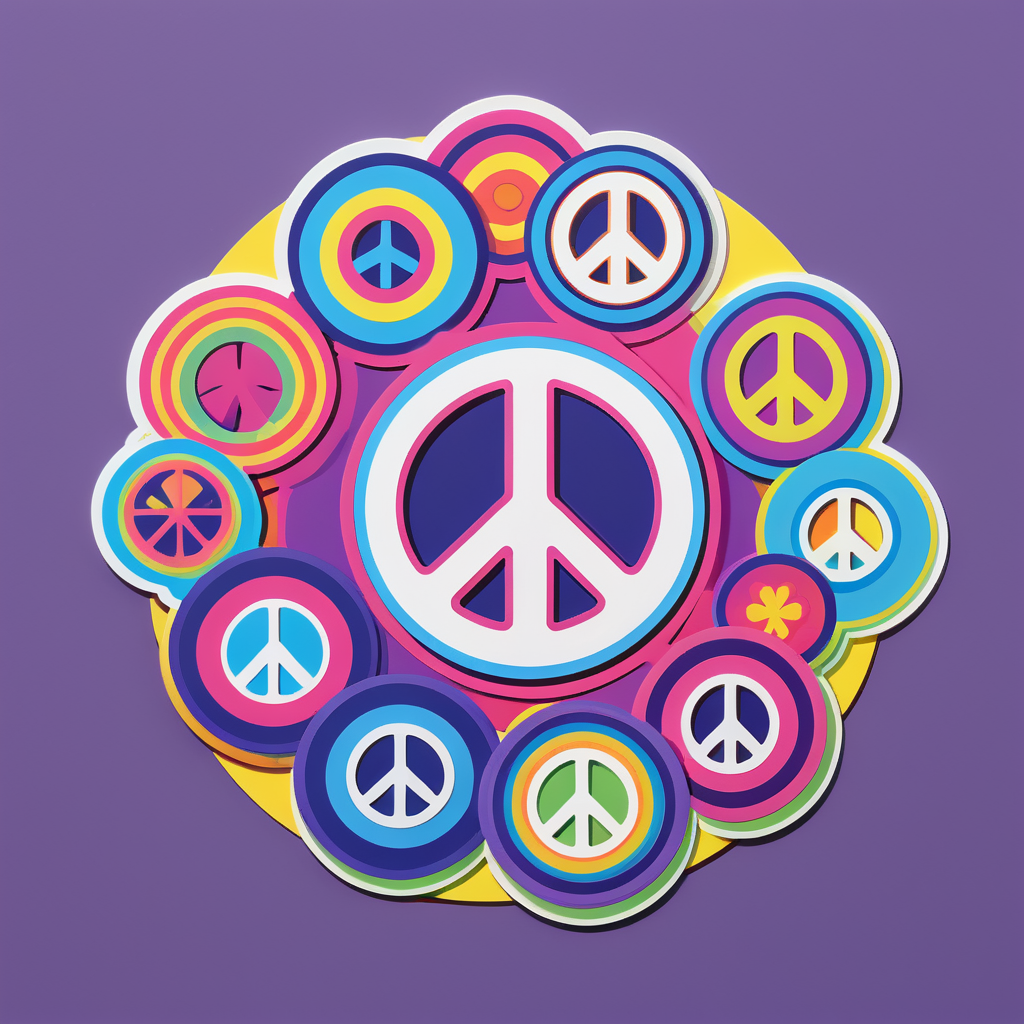 Groovy Peace Symbols sticker