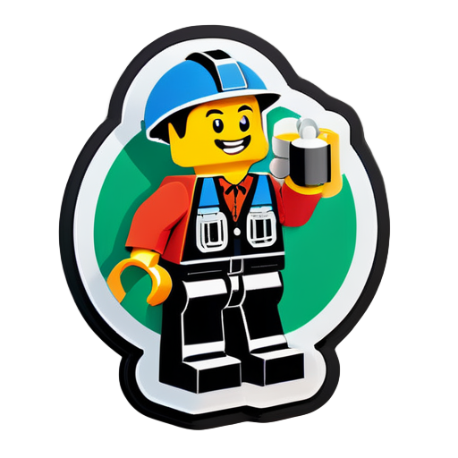 engenheiro brincando com lego sticker