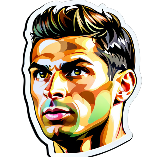 A highly detailed, high-resolution image of football player Cristiano Ronaldo, featuring a striking hairstyle and an abstract background.