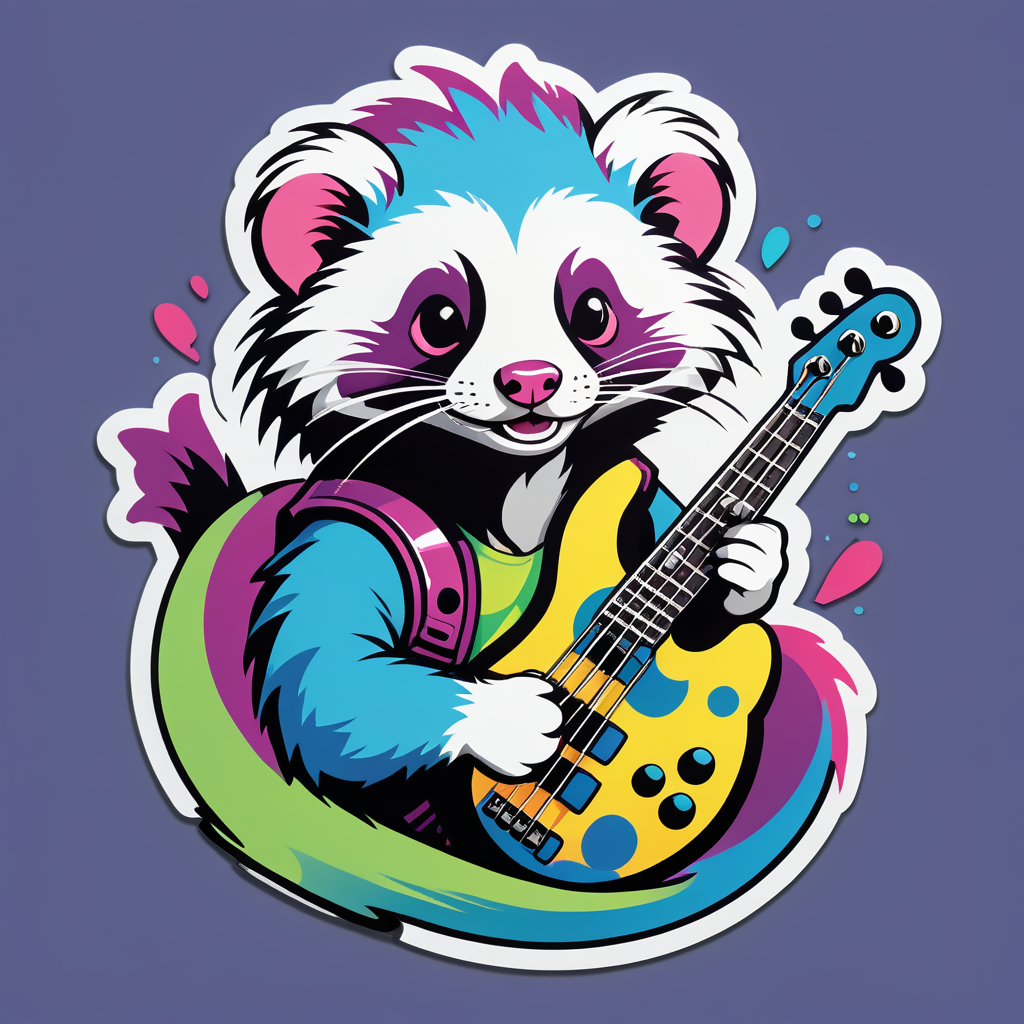 Funky Ferret with Bass sticker