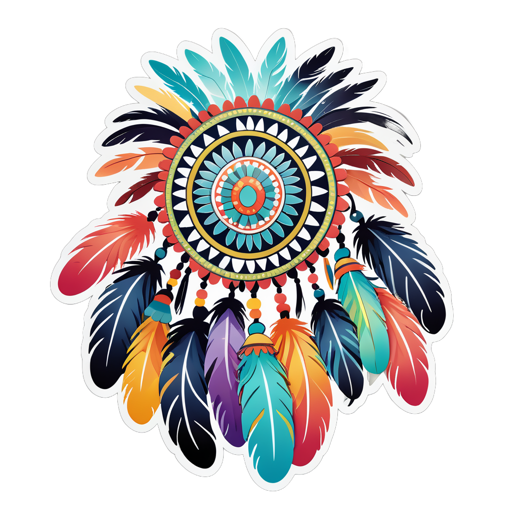 Boho Feather Tassels sticker