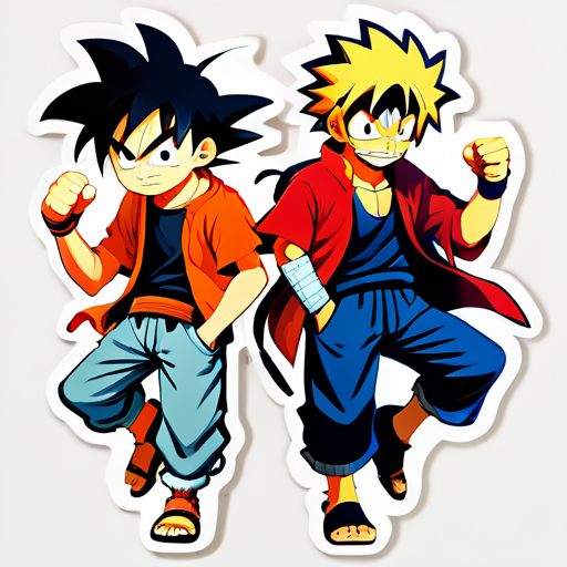 Mischung aus Goku und Luffy und Naruto sticker