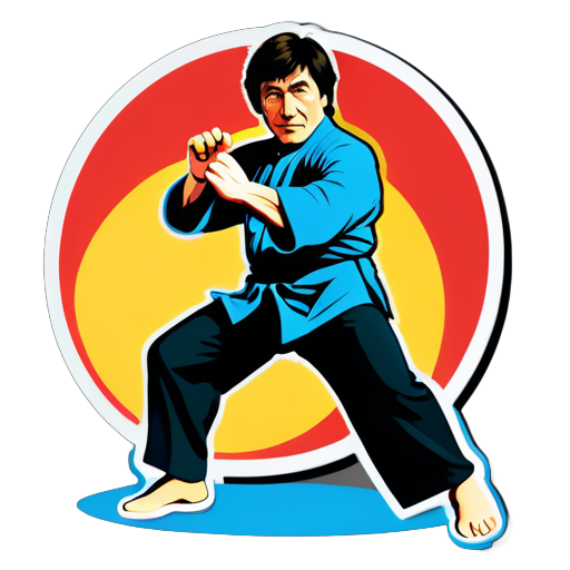 Le célèbre acteur d'arts martiaux Jackie Chan joue dans des films d'arts martiaux. sticker