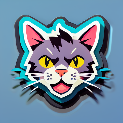 Cat face, lightning sticker