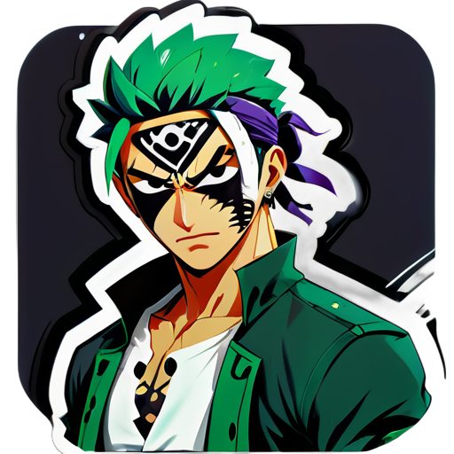 Cara de anime legal com visual desi, cicatriz no olho zoro sticker