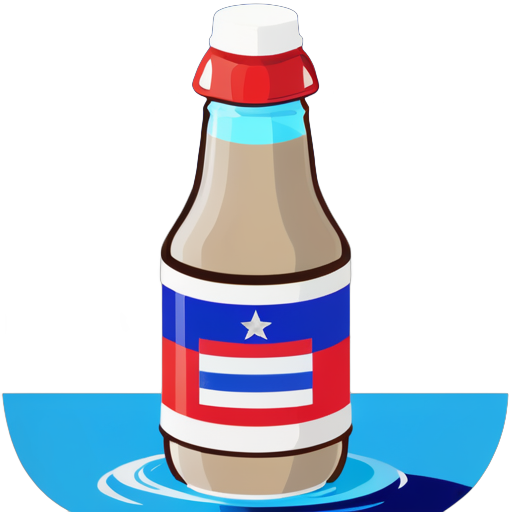 necesito generar un sticker para una botella de bebidas con el fondo de la bandera de puerto rico y por encima la frase "coquito de titi" en letras grandes sticker