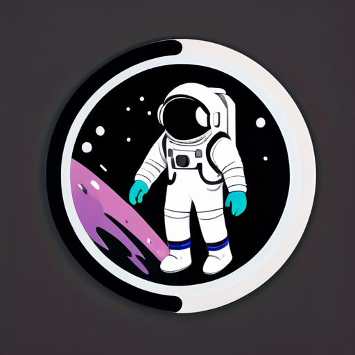 Astronauta atravessando um buraco negro e entrando no espaço de 5 dimensões sticker