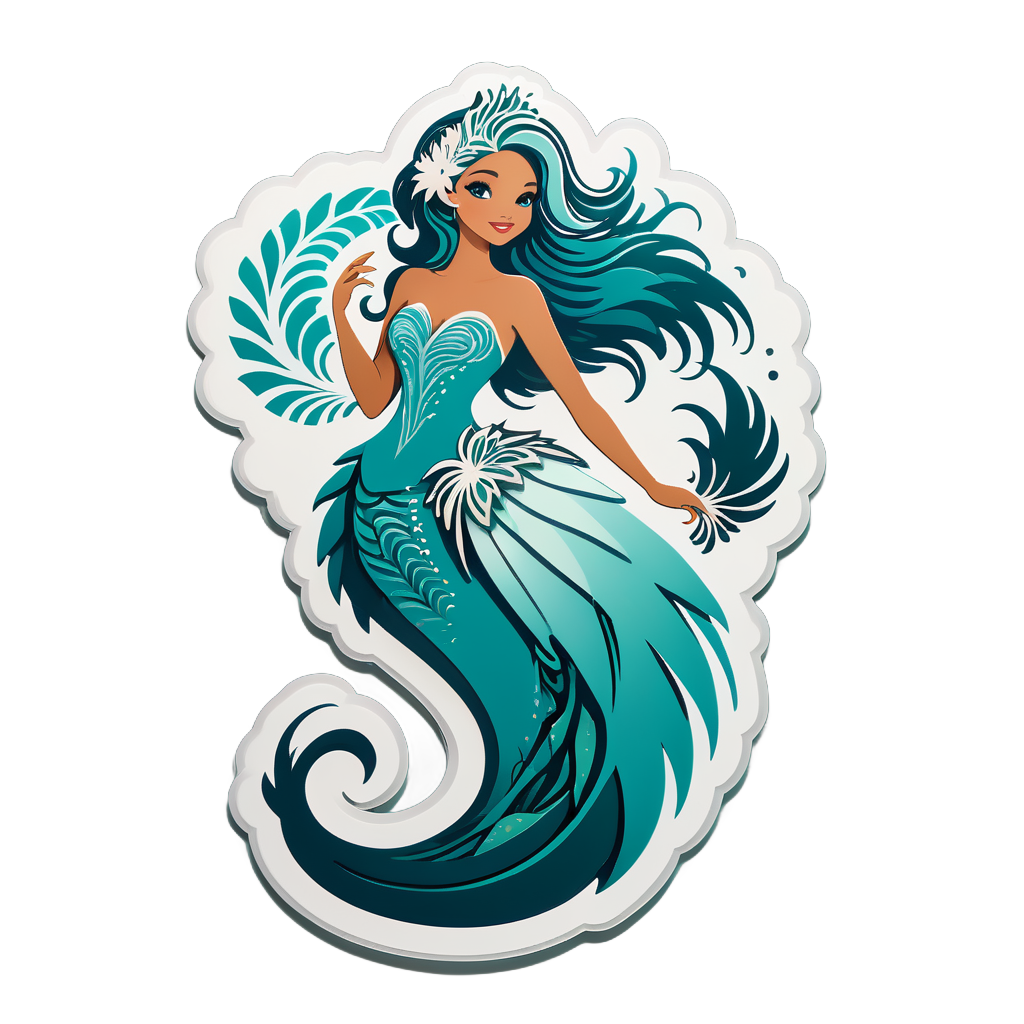 Elegant Feather Mermaid sticker