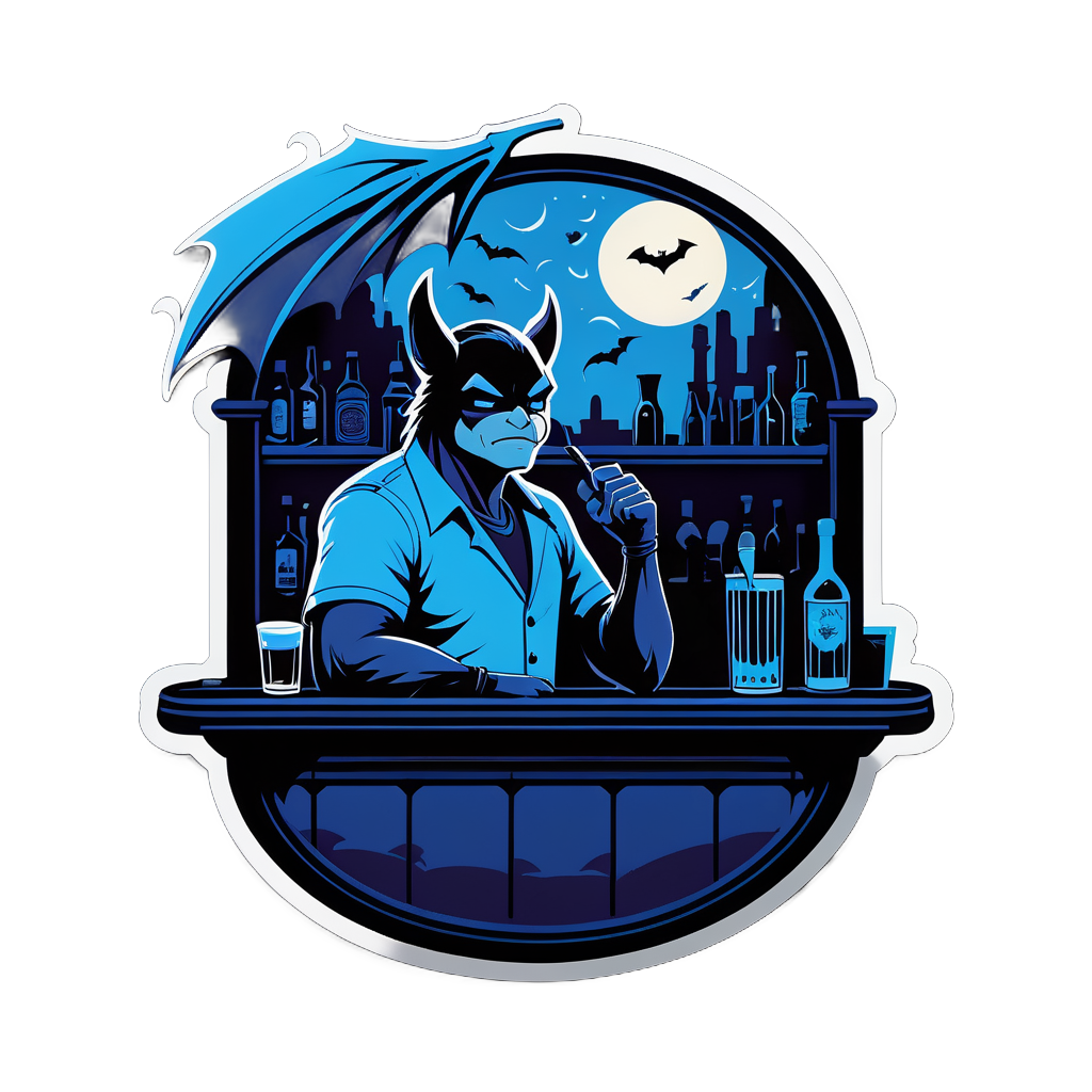 Blues Bat with Dimly Lit Bar Scene sticker