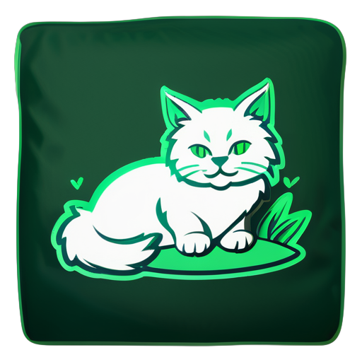 cat-Taurus é representado em tons de verde, com pelos semelhantes a grama. Ele está sentado em uma almofada e parece muito calmo e sereno sticker