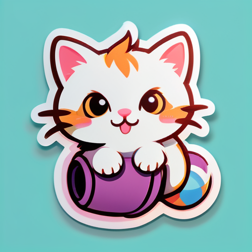 Rouler le mignon petit chat sticker