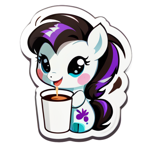 Baby Pony drinking cofee in the morning sticker