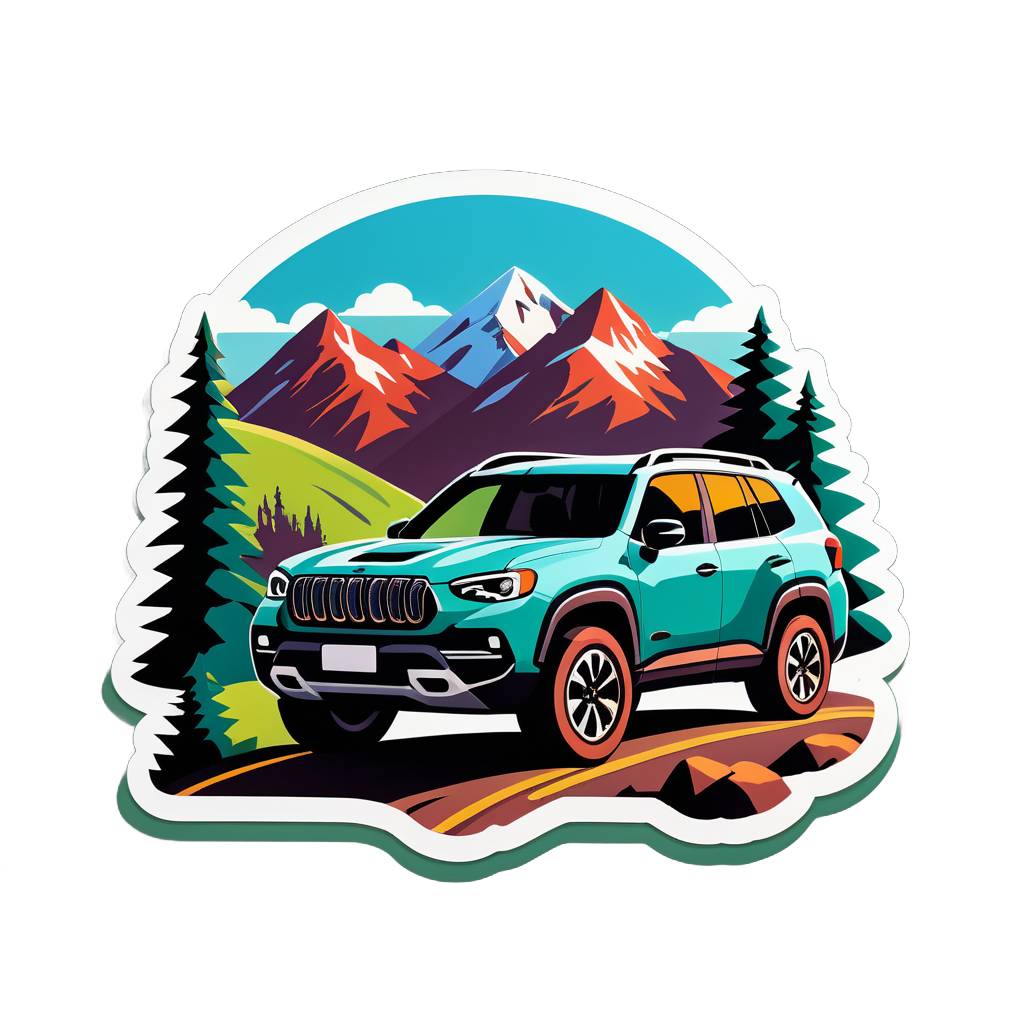 SUV em Estrada de Montanha sticker