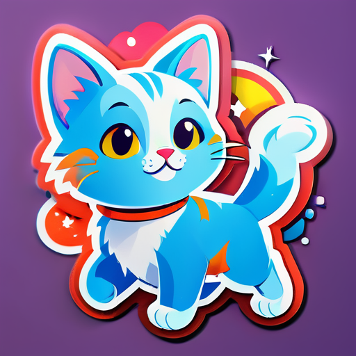 un mignon chat dans le ciel vole sticker