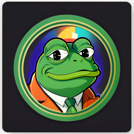 富有的加密 Pepe 与文本：Tensereum sticker