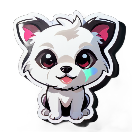 cute white dog with black glass sticker