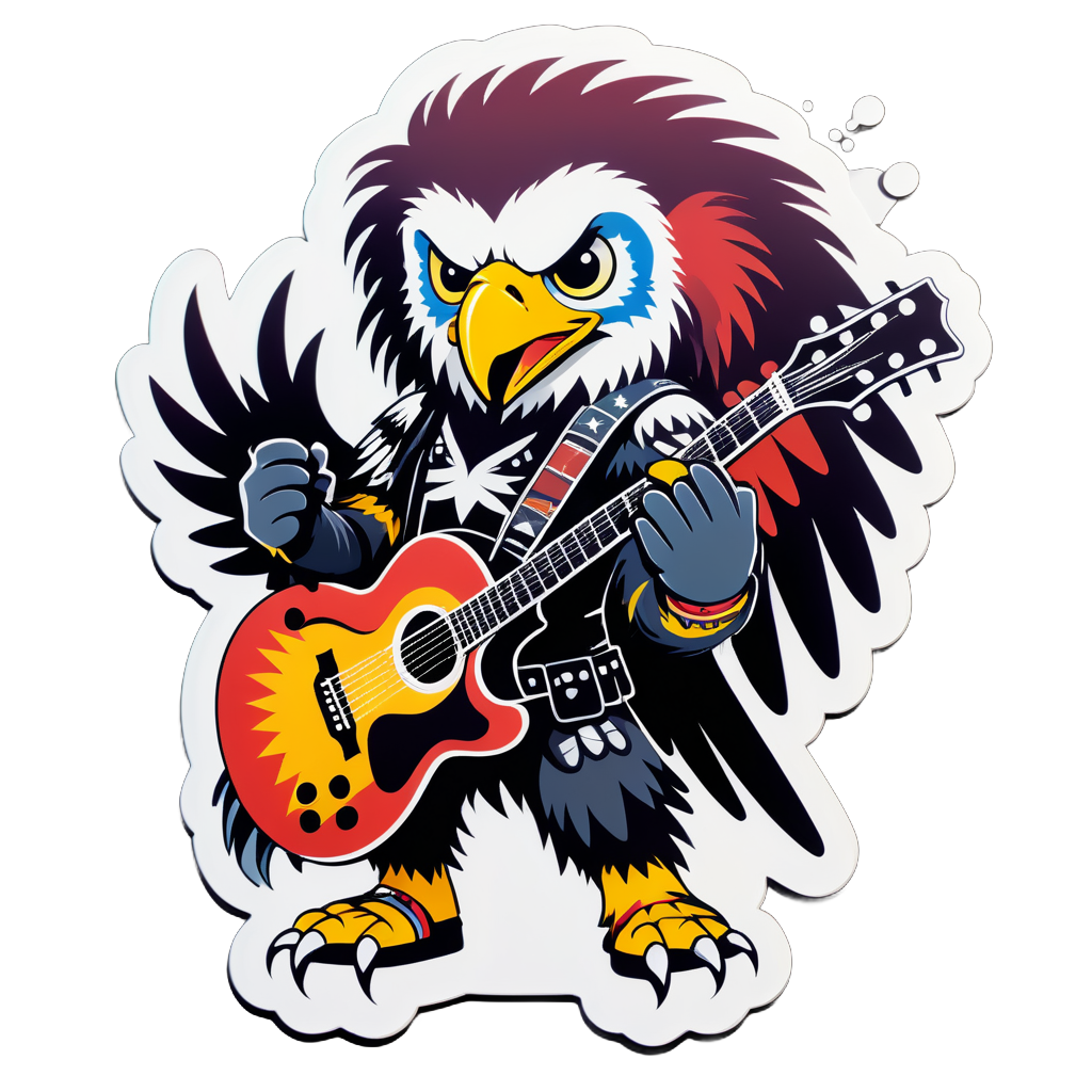 Emo Eagle with Guitar sticker