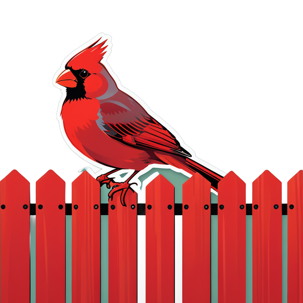 Red Cardinal Perching on a Fence sticker