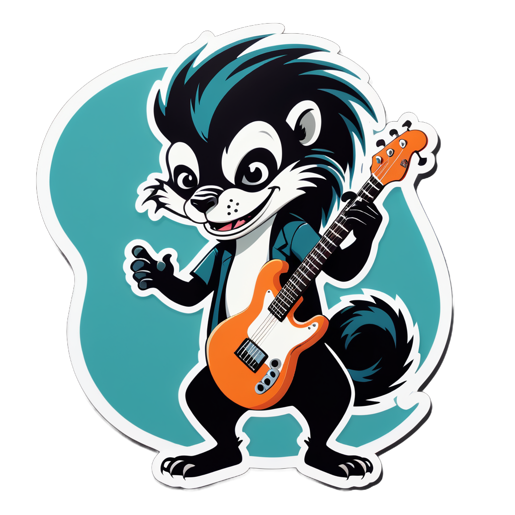 Ska Skunk with Guitar sticker