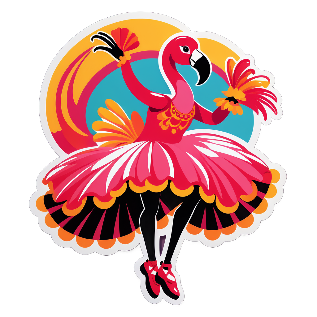 Flamenco Flamingo avec Castagnettes sticker