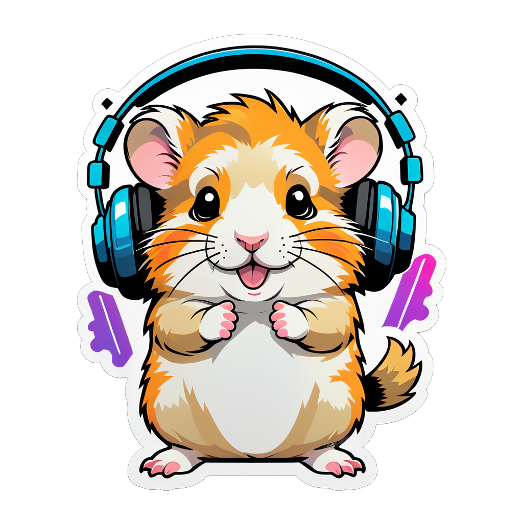 Maison Hamster avec Casque sticker