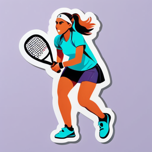 mujer joven jugando padel sticker