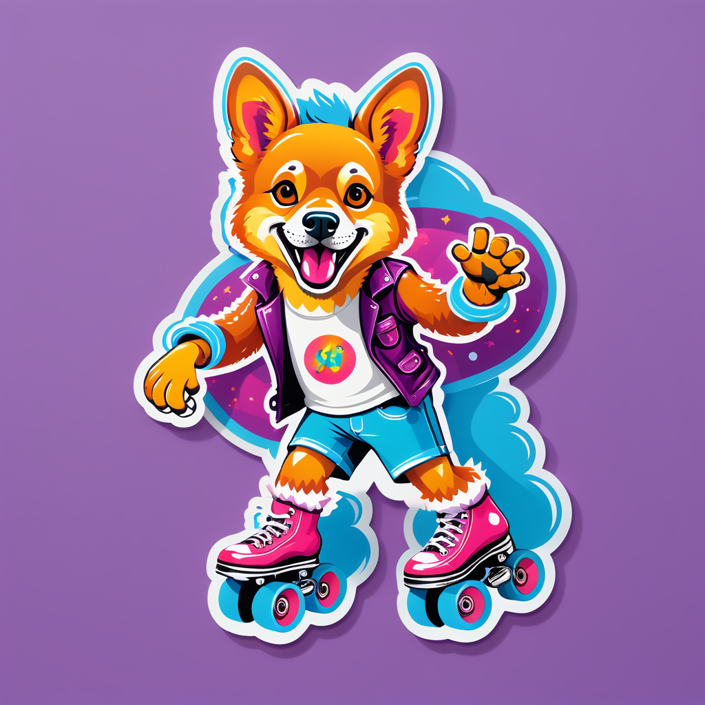 Disco Dingo with Roller Skates sticker