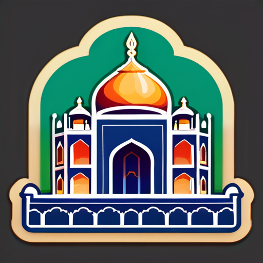 Tạo sticker của Taj Mahal với hình ảnh Babur trên đỉnh mộ sticker