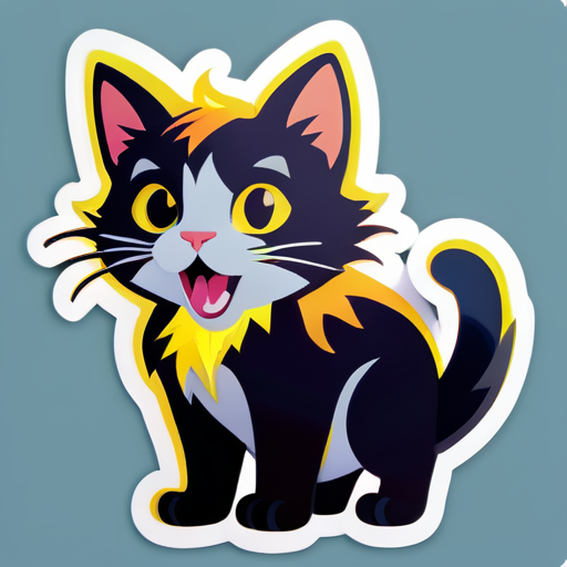 Cat, lightning sticker