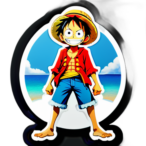 Créez un autocollant de Monkey D. Luffy, le roi des pirates, en mer sticker