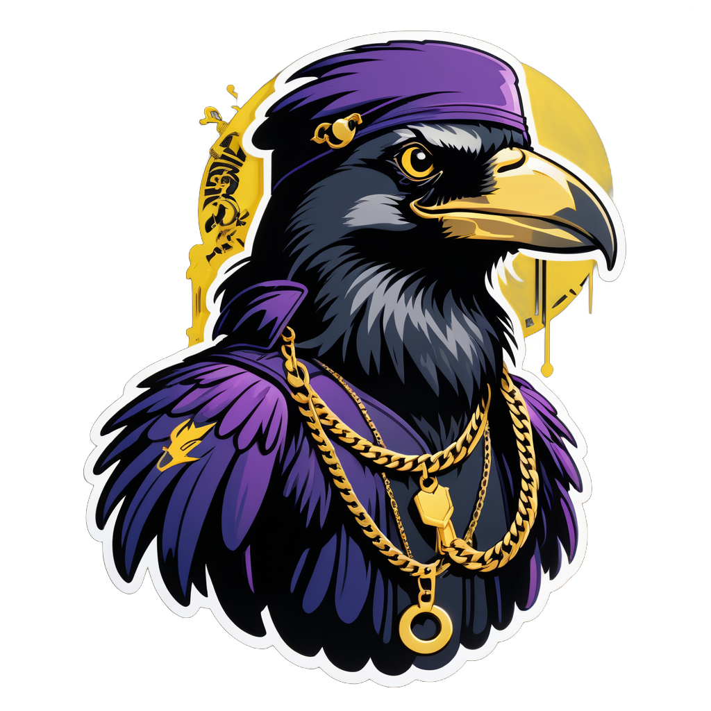 Rap Raven with Gold Chain sticker