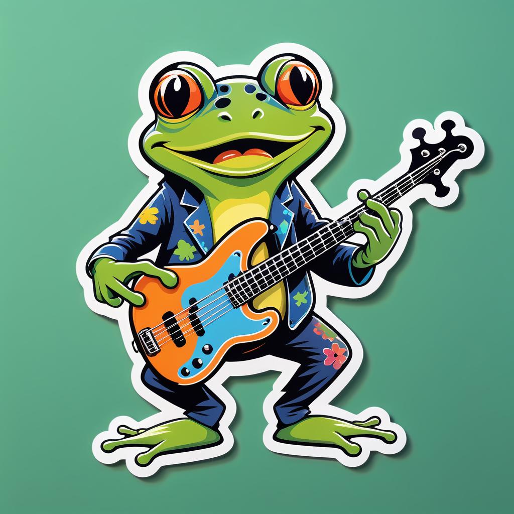 Ếch Funky với Guitar Bass sticker