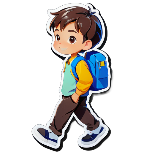 Um menino caminhando para a escola sticker