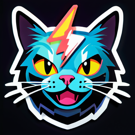 Cat face, lightning sticker